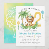 Lion Safari 2nd Birthday Invitation Einladung (Vorne/Hinten)