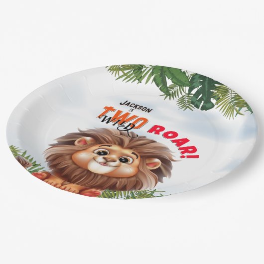 Lion Safari Two Wild Kindergeburtstag Pappteller (Schrägansicht)