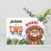 Lion Safari Two Wild Kindergeburtstag Party Einladung (Stehend Vorderseite)