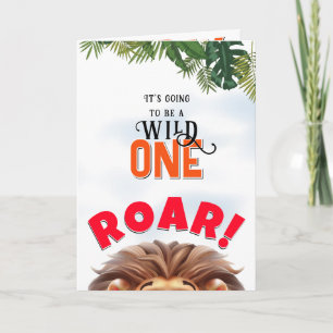 Lion Safari Wild One Kids Erster Geburtstag Karte