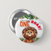 Lion Safari Wild One Kindergeburtstag Button (Vorne & Hinten)