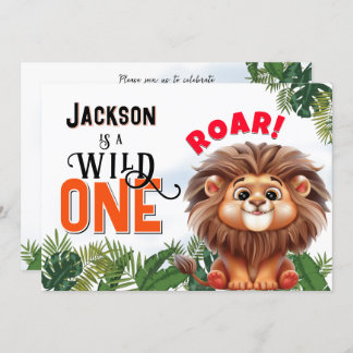 Lion Safari Wild One Kindergeburtstag Party Einladung