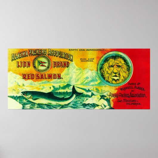 Lion Salmon Can LabelWrangell, AK Poster (Vorne)