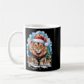 Lion Santa Hat Christmas Lights Watercolor Winter Kaffeetasse (Links)