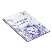 Lion School Doodles auf Ruled Paper Spiral Noteboo Notizblock (Rechte Seite)