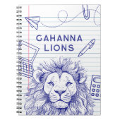 Lion School Doodles auf Ruled Paper Spiral Noteboo Notizblock (Vorderseite)