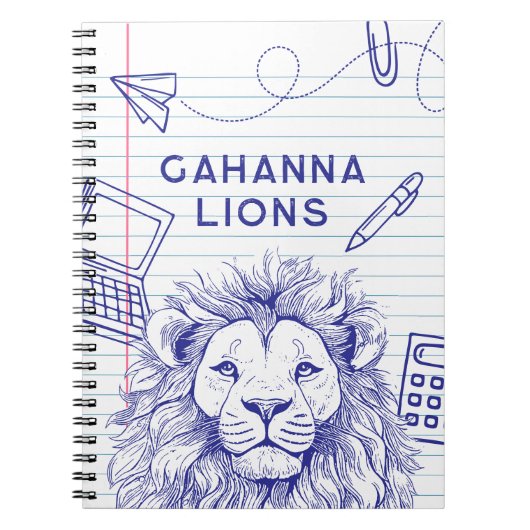 Lion School Doodles auf Ruled Paper Spiral Noteboo Notizblock (Vorderseite)
