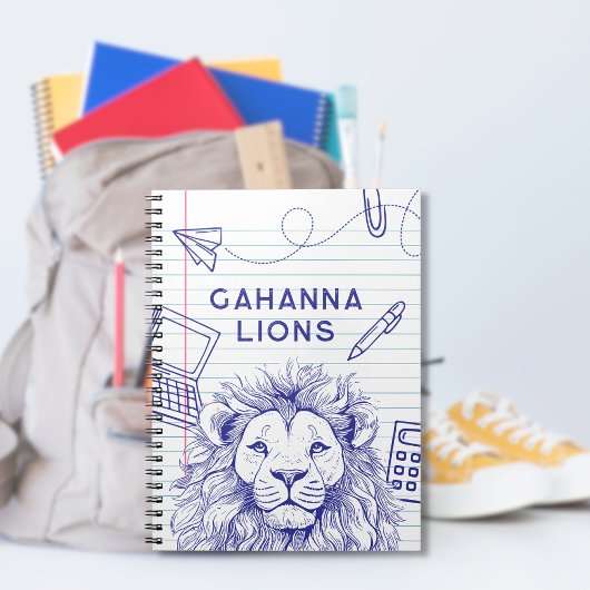 Lion School Doodles auf Ruled Paper Spiral Noteboo Notizblock
