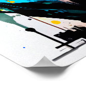 Lion schwarz lila blaue Linien zeichnen pash Poster (Ecke)