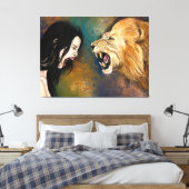 Lion Scream Canvas Print - Malerei Leinwanddruck (Insitu (Schlafzimmer))