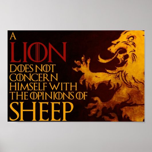 Lion Sheep Poster (12" x 8") (Vorne)