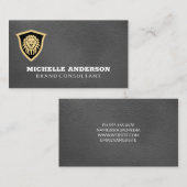 Lion Shield | Elegant Leather Visitenkarte (Vorne/Hinten)