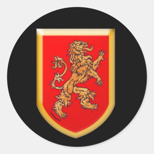 Lion Shield Gold Red Runder Aufkleber (Vorderseite)