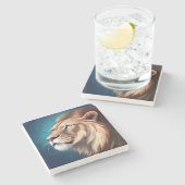 Lion Side Posed Portrait-56557 Steinuntersetzer (Seitenansicht)