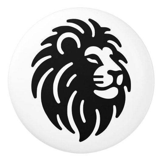 Lion Silhouette Einfach Minimalistisch Keramikknauf (Vorderseite)