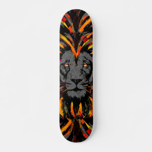 Lion Skateboard Orange Lion Head Illustration