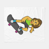Lion Skater Skateboard Fleecedecke (Vorderseite (Horizontal))