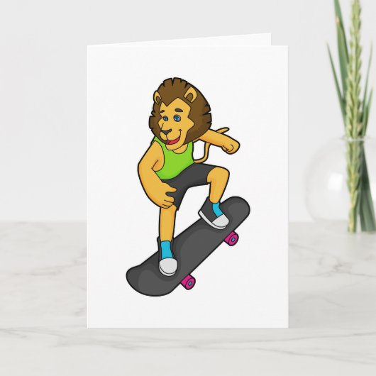 Lion Skater Skateboard Karte (Vorderseite)