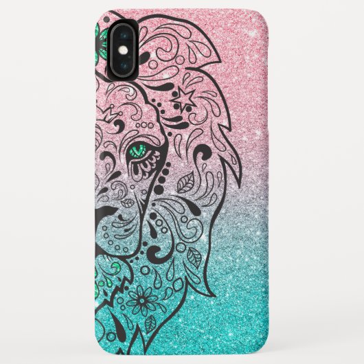 Lion Skull Glitzer Ombre Case-Mate iPhone Hülle (Rückseite)