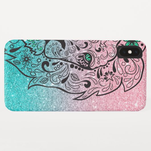 Lion Skull Glitzer Ombre Case-Mate iPhone Hülle (Rückseite (Horizontal))