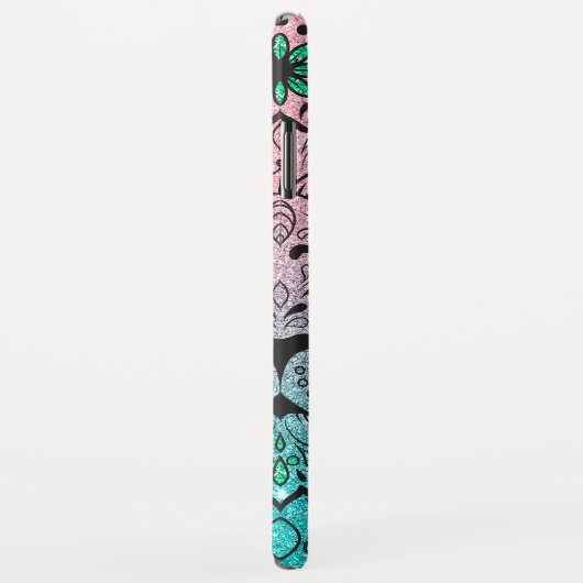 Lion Skull Glitzer Ombre Case-Mate iPhone Hülle (Hinten/Rechts)