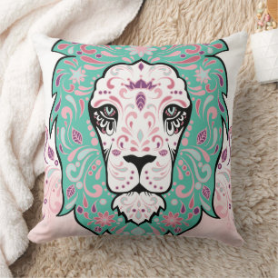 Lion Skull und Pink Lila Blue Minze Pillow Kissen
