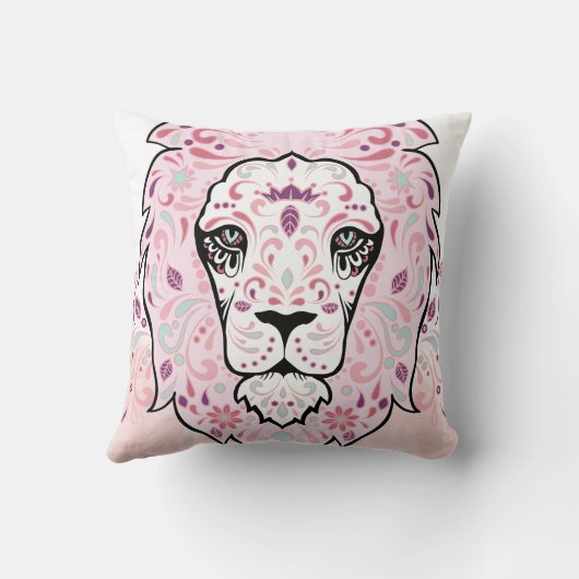 Lion Skull und Pink Lila Blue Minze Pillow Kissen (Rückseite)