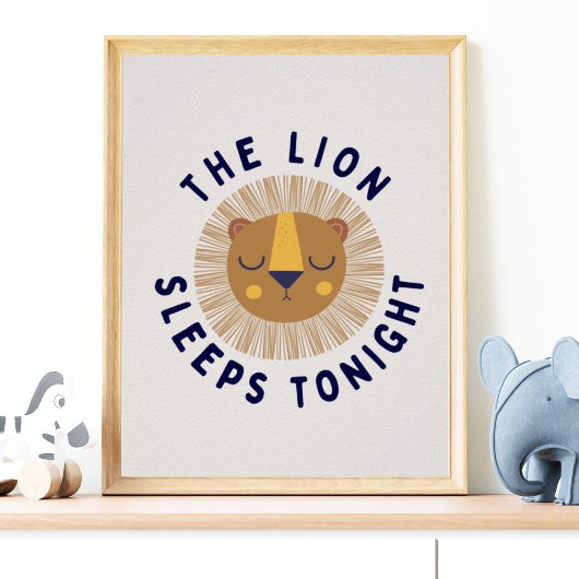 Lion Sleeps Safari Art Print | Kinderzimmer Art Poster