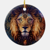 Lion Spirit Mandala Visionäre Kunst Keramik Ornament (Hinten)