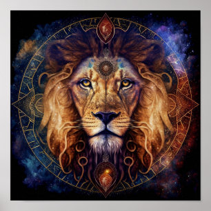 Lion Spirit Mandala Visionäre Kunst Poster