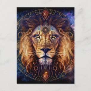 Lion Spirit Mandala Visionäre Kunst Postkarte