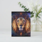 Lion Spirit Mandala Visionäre Kunst Postkarte (Stehend Vorderseite)