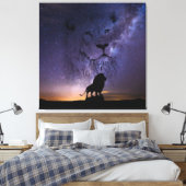 Lion Spirit & Silhouette in der Nacht Sky Leinwanddruck (Insitu (Schlafzimmer))