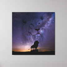 Lion Spirit & Silhouette in der Nacht Sky