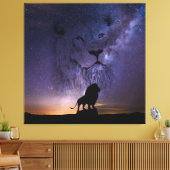 Lion Spirit & Silhouette in der Nacht Sky Leinwanddruck (Insitu (Wohnzimmer))