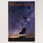 Lion Spirit Wild und freie Silhouette als Sonnenun Puzzle (Vertikal)