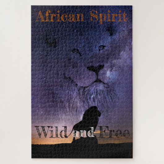 Lion Spirit Wild und freie Silhouette als Sonnenun Puzzle (Vertikal)