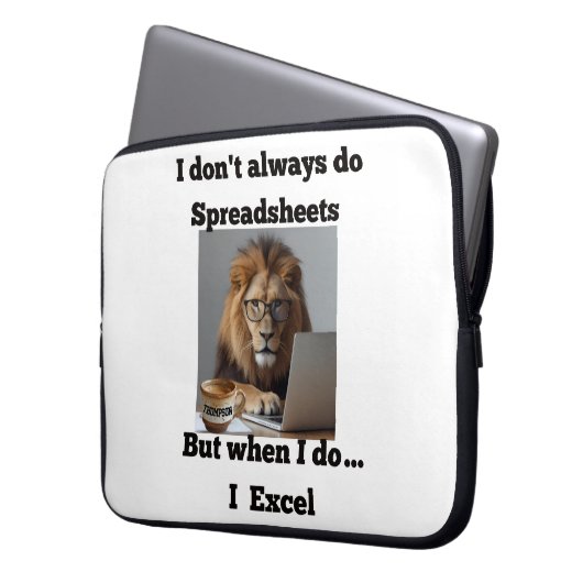 Lion spreadsheet office laptop sleeve (Vorderseite Links)