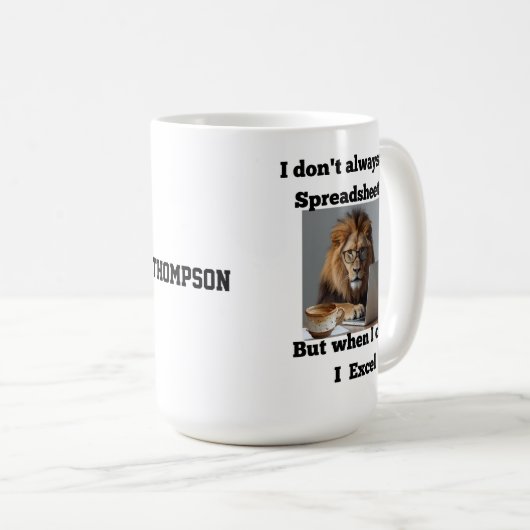 lion spreadsheet office Mug Kaffeetasse (VorderseiteRechts)