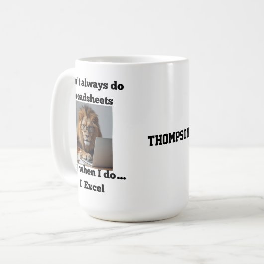 lion spreadsheet office Mug Kaffeetasse (Vorderseite Links)