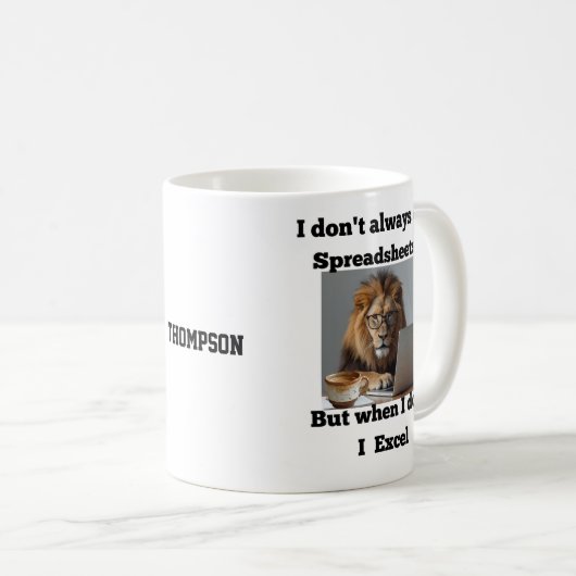 lion spreadsheet office Mug Kaffeetasse (VorderseiteRechts)