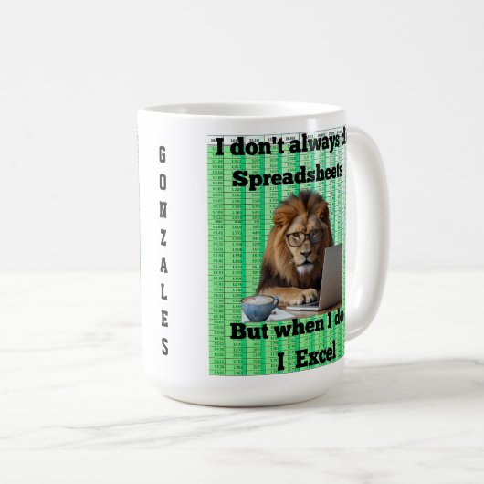 Lion Spreadsheet-Tasse Kaffeetasse (VorderseiteRechts)