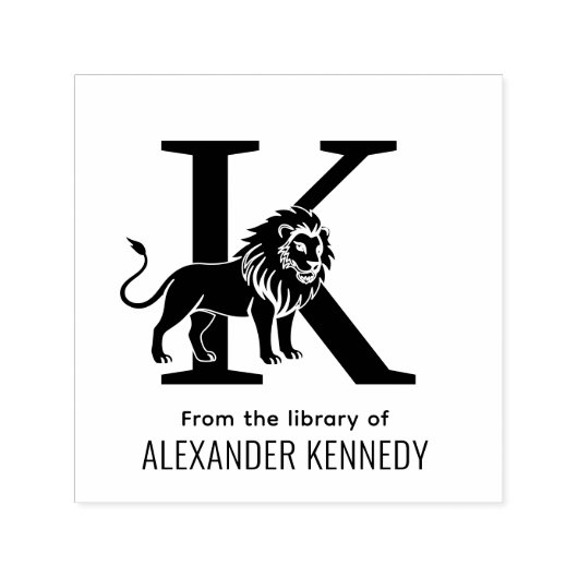 Lion Stehend Silh Over Single Erstnamenbuch Permastempel (Design)