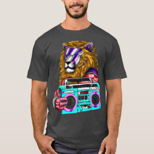 Lion Stereo Techno Cool Lion Dj Music Retro 1656 T-Shirt