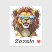 Lion Sticker with Aviator Sunglasses (Blatt)