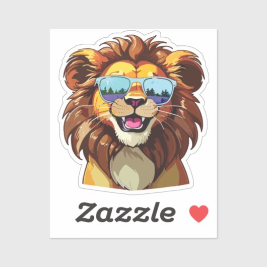 Lion Sticker with Aviator Sunglasses  (Blatt)