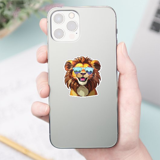Lion Sticker with Aviator Sunglasses (Telefon)