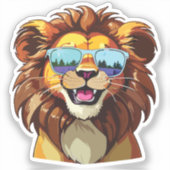 Lion Sticker with Aviator Sunglasses  (Vorderseite)