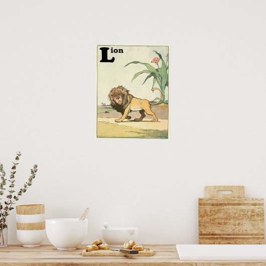 Lion Storybook Illustriert Alphabet Poster (Küche)