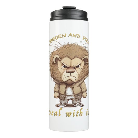 Lion Stubborn kümmert sich um Niedliches, wunderba Thermosbecher (Vorderseite)